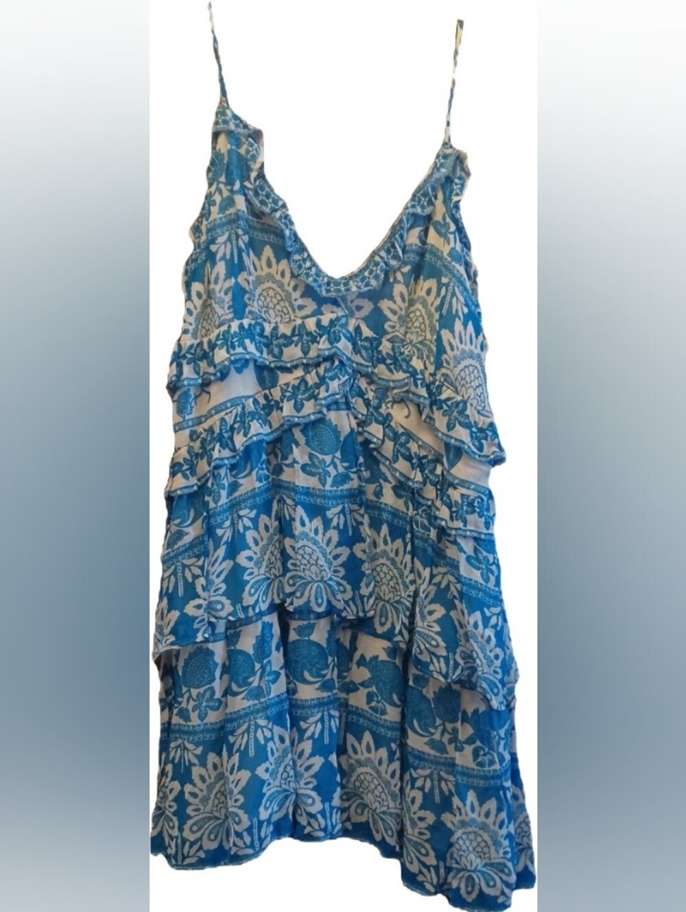 Chelsea & Violet Blue Floral Tiered Ruffle Camisole Dress